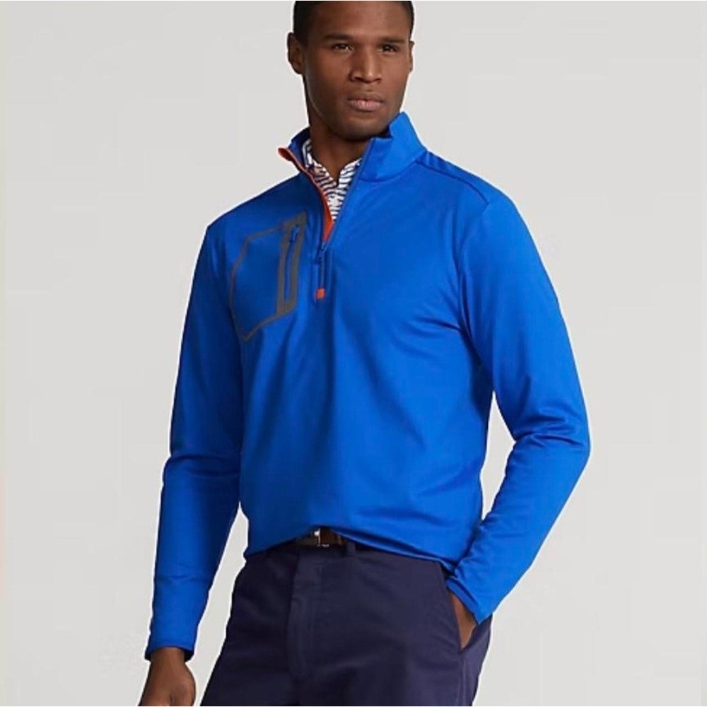 Ralph Lauren RLX Blue Orange 1/4 Zip Performance Pullover Golf Jacket Mens XL